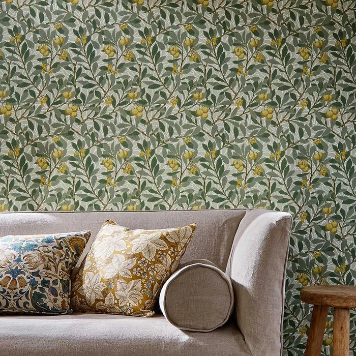 Arbutus by Morris Wallpaper - Sage/Lemon