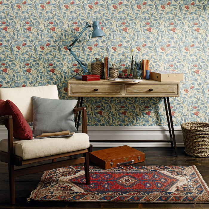 Arbutus by Morris Wallpaper - Woad/Russet