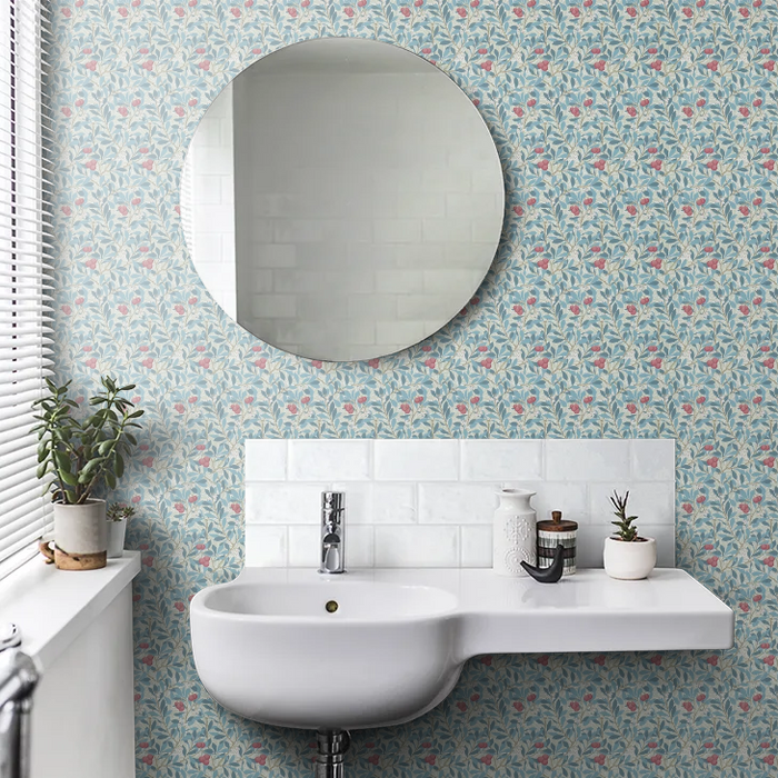 Arbutus by Morris Wallpaper - Woad/Russet