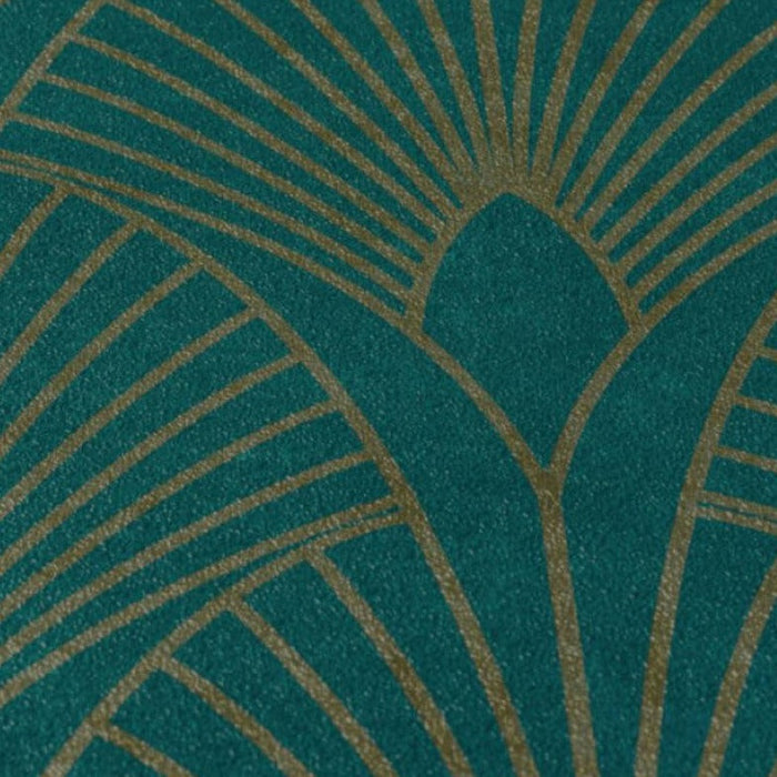 Art Deco Baroque Fans Non Woven Wallpaper- Turquoise