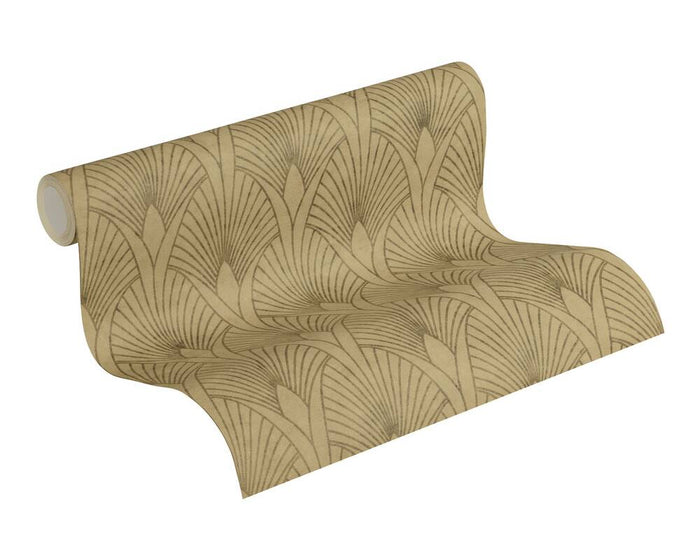Art Deco Baroque Fans Wallpaper - Beige/Gold - Last 3 Rolls
