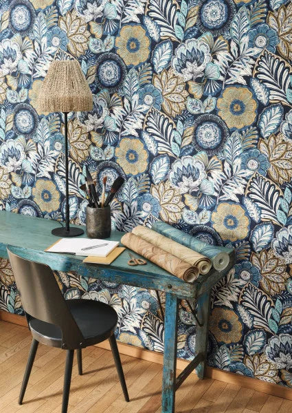 Bali Batik Wallpaper - Blue