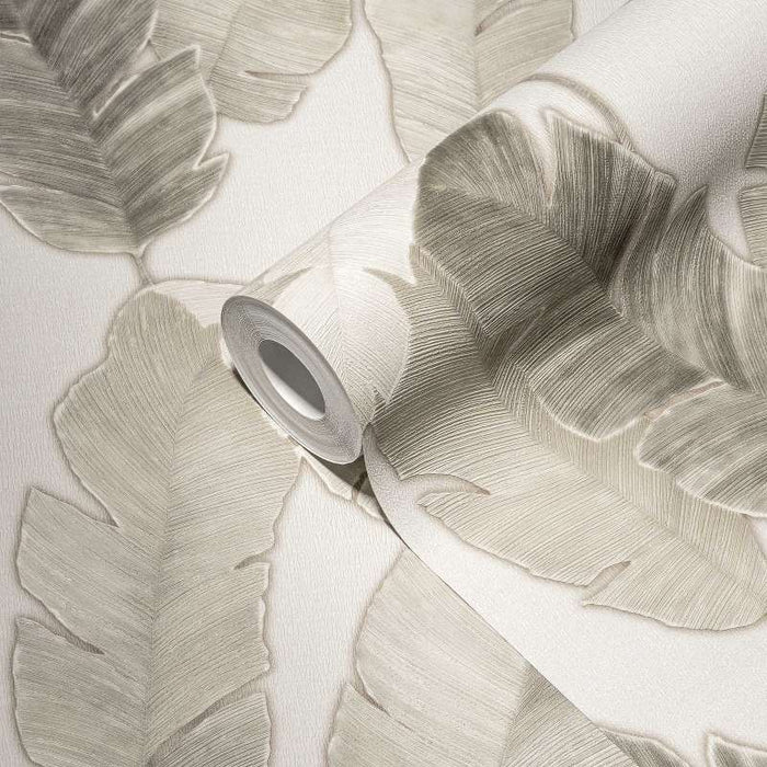 Bali Fronds Wallpaper - Grey - EXTRA WIDE