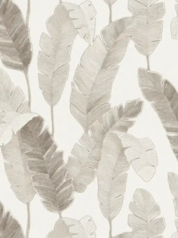 Bali Fronds Wallpaper - Grey - EXTRA WIDE