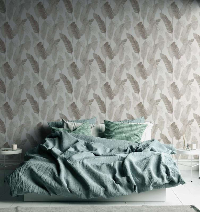 Bali Fronds Wallpaper - Grey - EXTRA WIDE