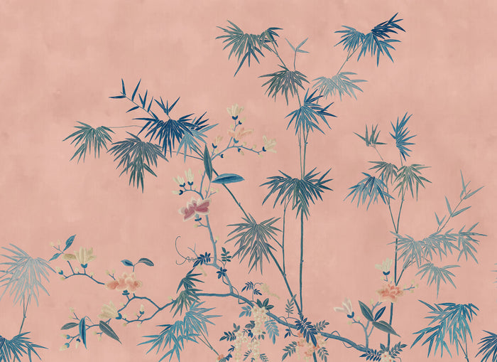 Bamboo Grove - Custom Sized Wallpaper Mural (per m2) - Pink
