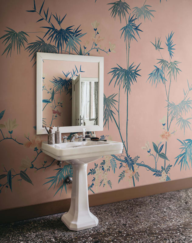 Bamboo Grove - Custom Sized Wallpaper Mural (per m2) - Pink