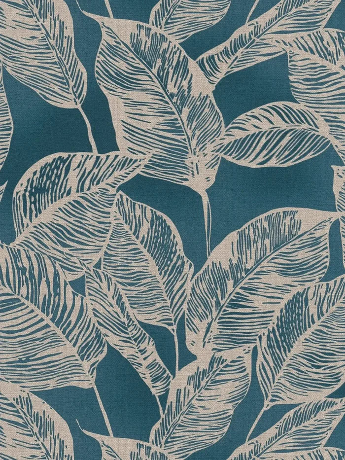 Banana Grove - Leaf Wallpaper - Blue