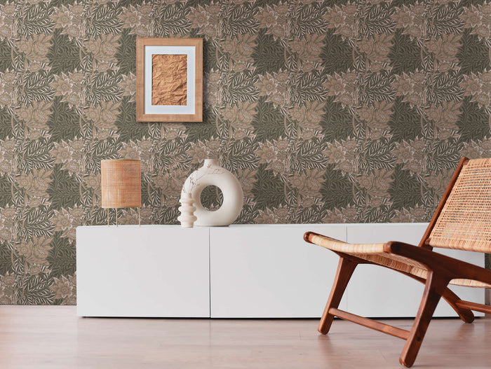 Baroque Floral Wallpaper - Brown