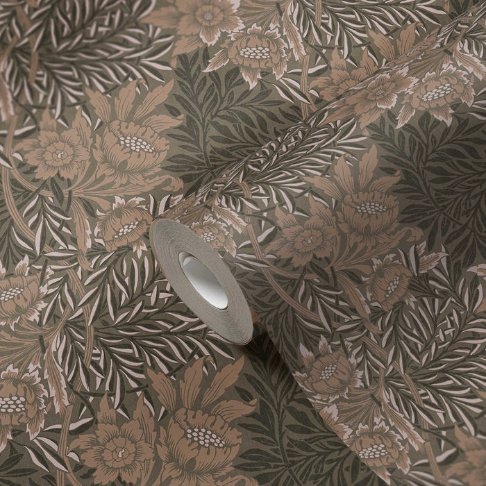 Baroque Floral Wallpaper - Brown