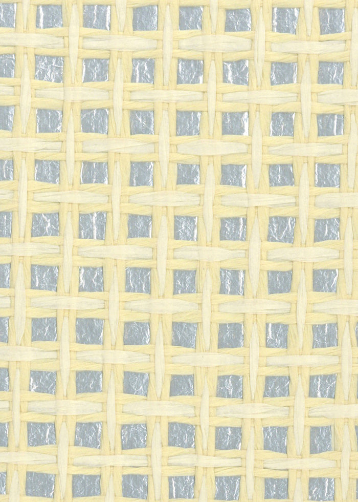 Basket Weave Grass cloth Wallpaper - Buff on Silver