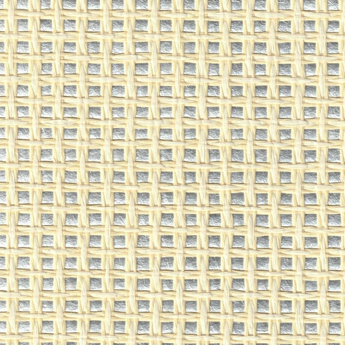 Basket Weave Grass cloth Wallpaper - Buff on Silver