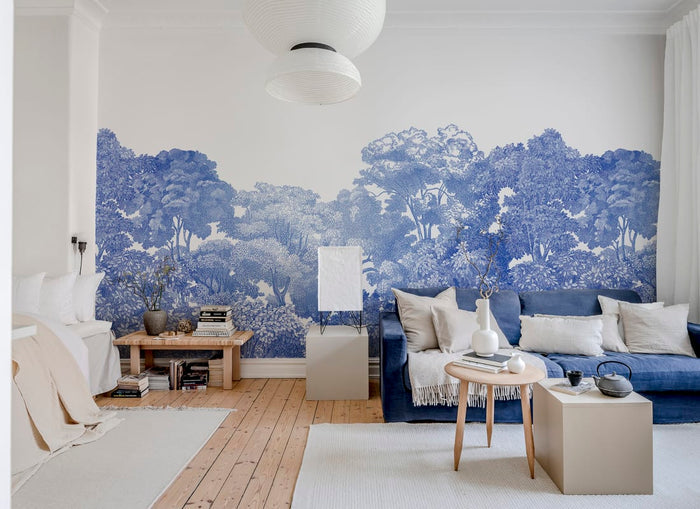 Bellewood Clouds - Blue - Custom Sized Wallpaper Mural (per m2)