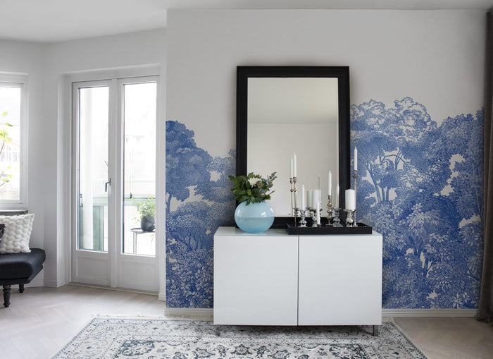 Bellewood Clouds - Blue - Custom Sized Wallpaper Mural (per m2)