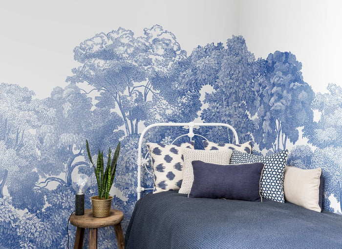 Bellewood Clouds - Blue - Custom Sized Wallpaper Mural (per m2)