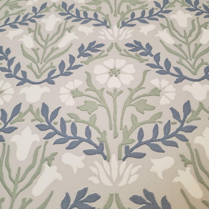 Bellflowers Wallpaper - Morris - Grey/Fennel