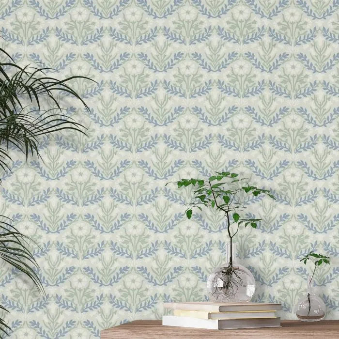 Bellflowers Wallpaper - Morris - Grey/Fennel