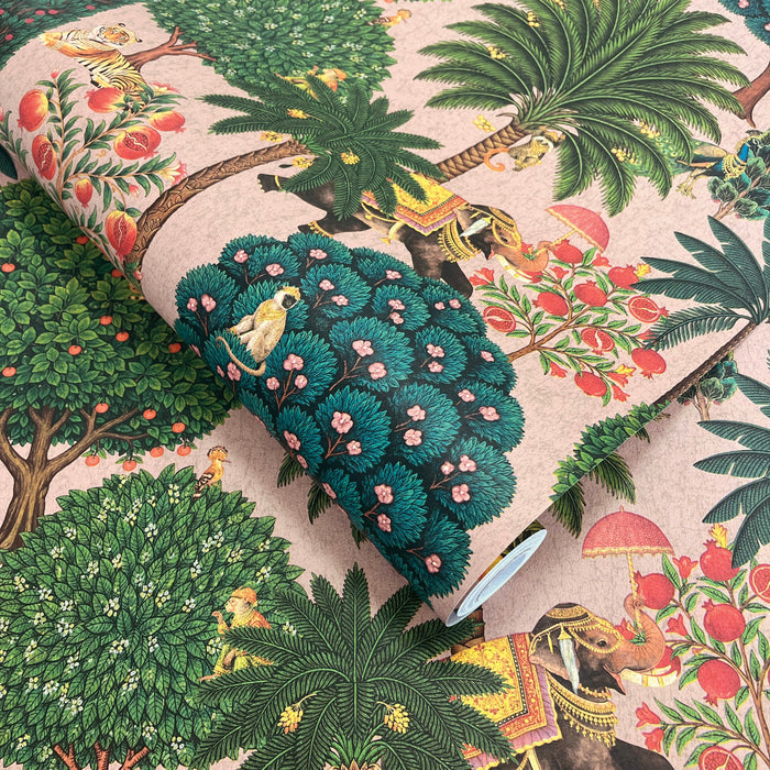 Bengal Blush wallpaper roll showing the Bengal Forest repeat