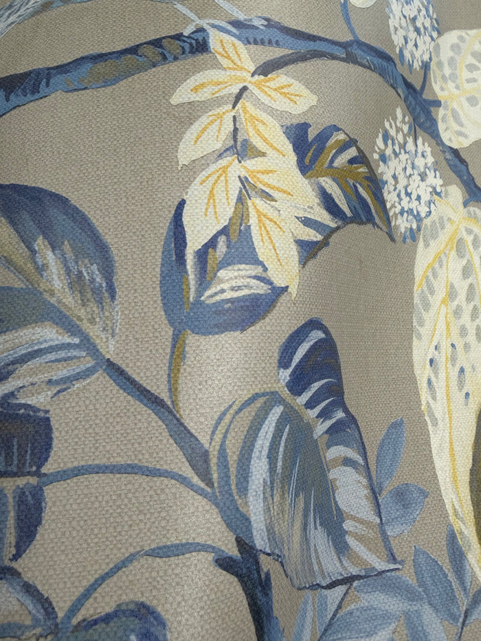 Birds Sing and Flowers Bloom Wallpaper - Beige Blue Shimmer