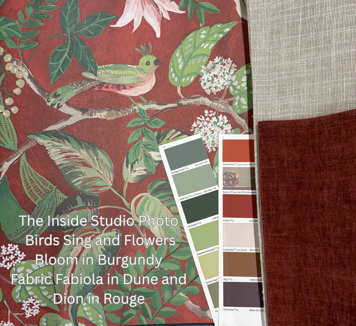Birds Sing and Flowers Bloom Wallpaper - Burgundy