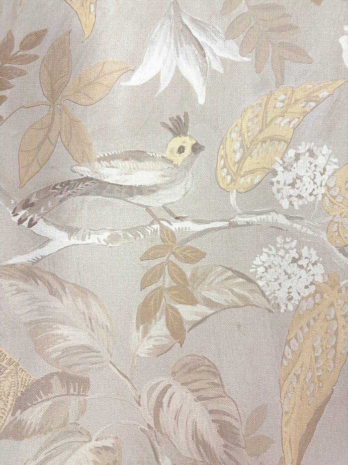 Birds Sing and Flowers Bloom Wallpaper - Cream Beige Shimmer