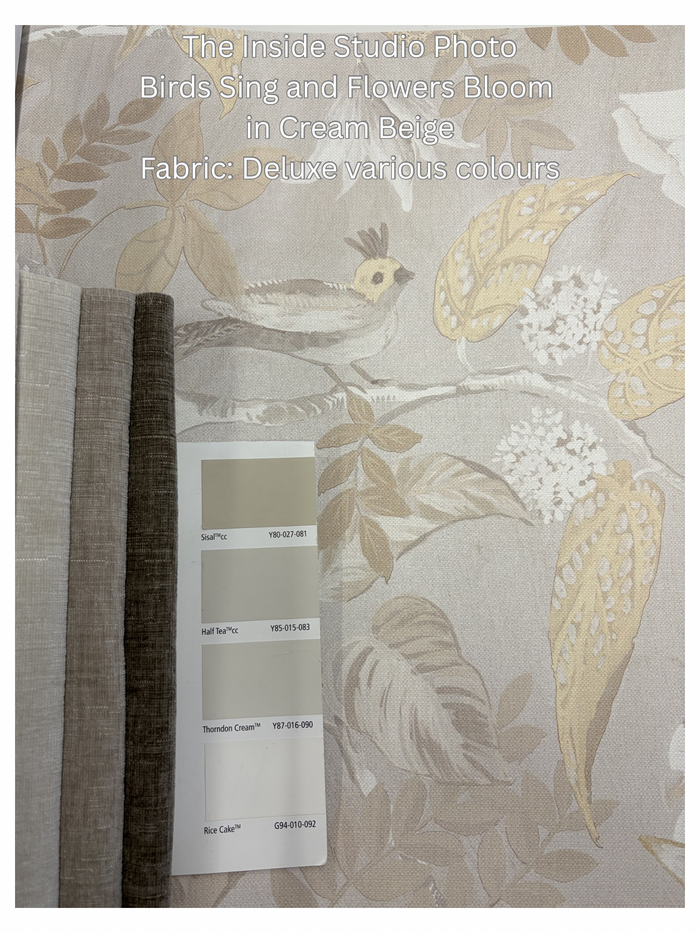 Birds Sing and Flowers Bloom Wallpaper - Cream Beige Shimmer