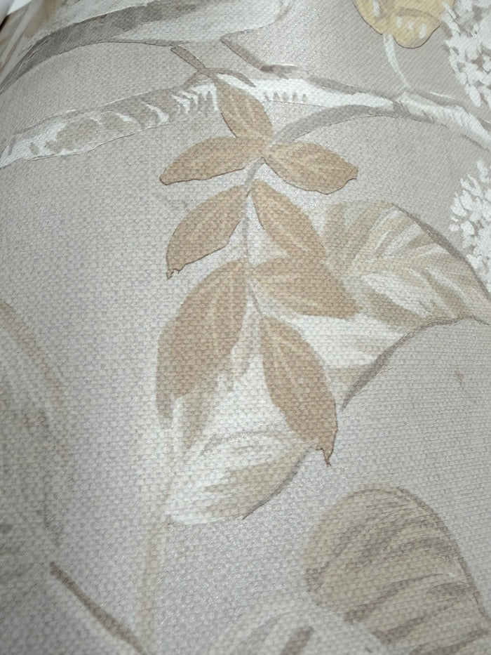 Birds Sing and Flowers Bloom Wallpaper - Cream Beige Shimmer