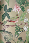 Birds Sing and Flowers Bloom Wallpaper - Gold Green