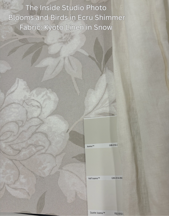 Blooms and Birds Wallpaper - Ecru Shimmer