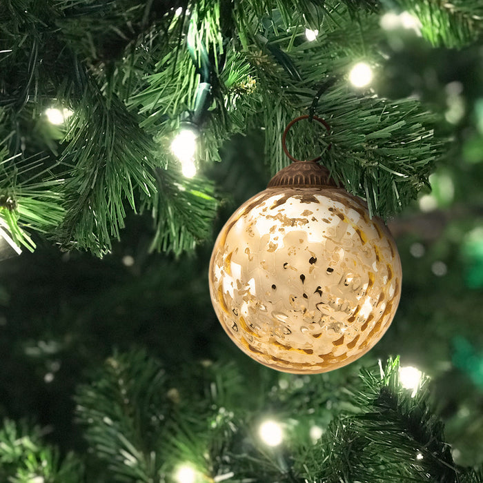 3" Gold Joy Mercury Disco Ball Glass Ornament Christmas Tree Decoration - PaperLanternStore.com - Paper Lanterns, Decor, Party Lights & More