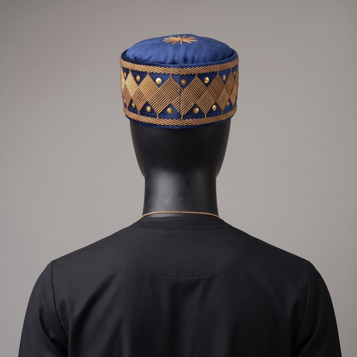Blue Velvet Beaded Cap
