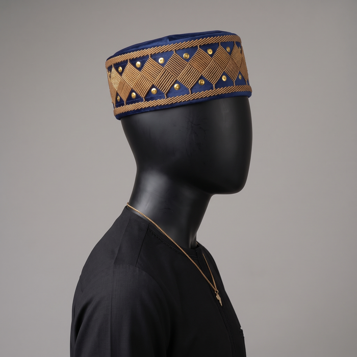 Blue Velvet Beaded Cap