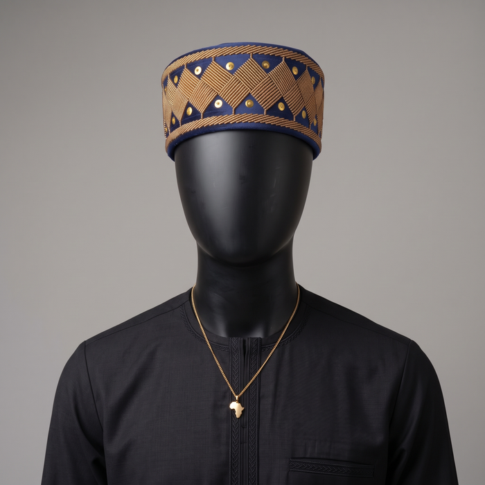 Blue Velvet Beaded Cap