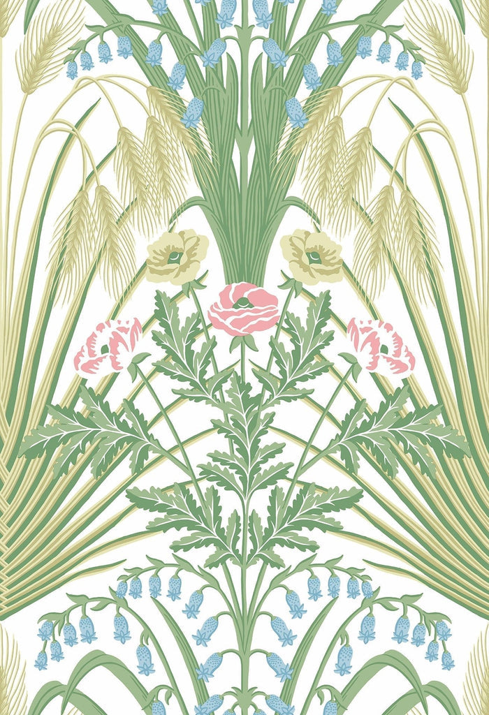 Bluebell Wallpaper - Spring Green/Cerulean Sky