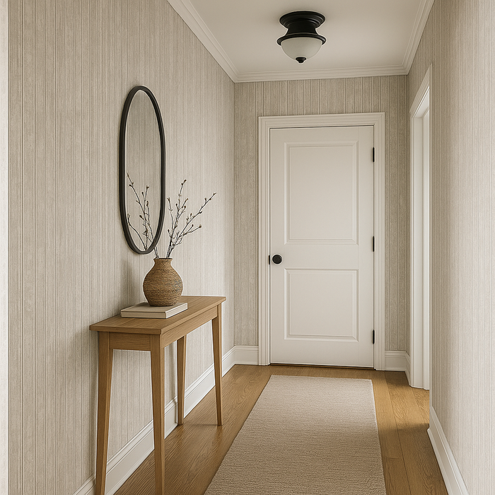 Bordage Faux Wood Slat Wallpaper - Beige/Grey - Discontinuing