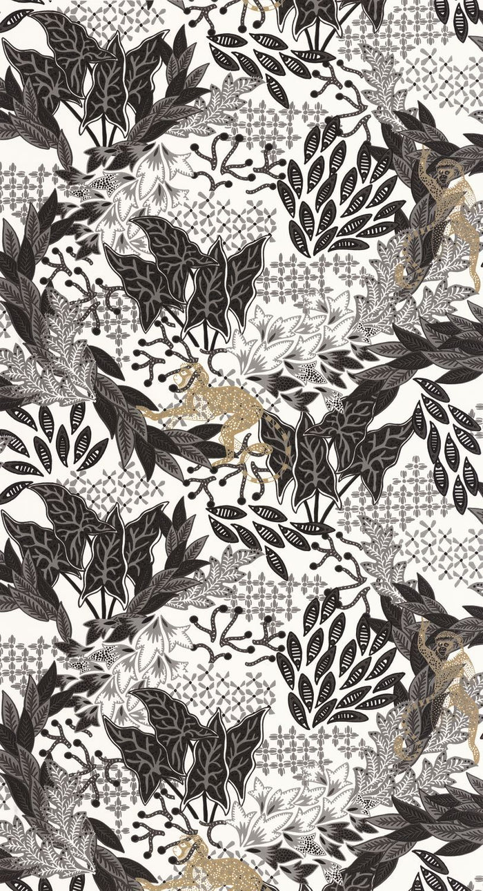 Borneo Wallpaper - White Black Gold