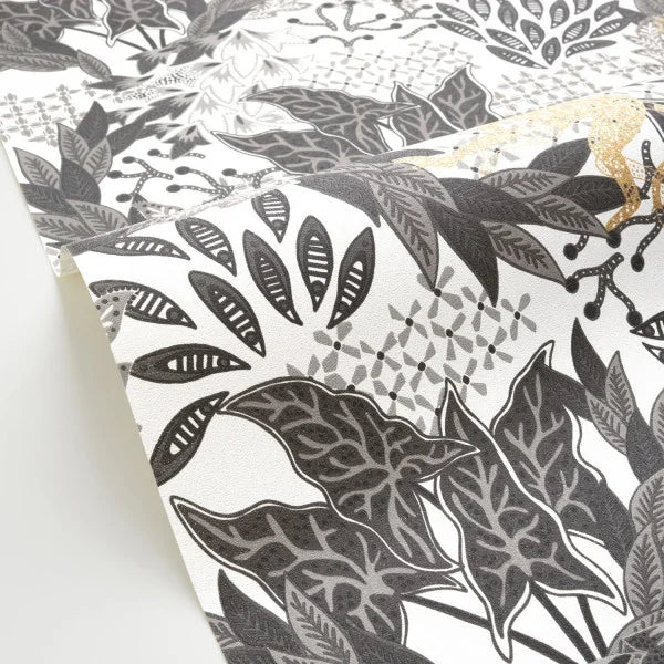 Borneo Wallpaper - White Black Gold