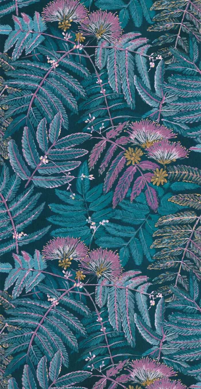 Botanica Albizia Wallpaper - Turquoise Blue - Discontinuing