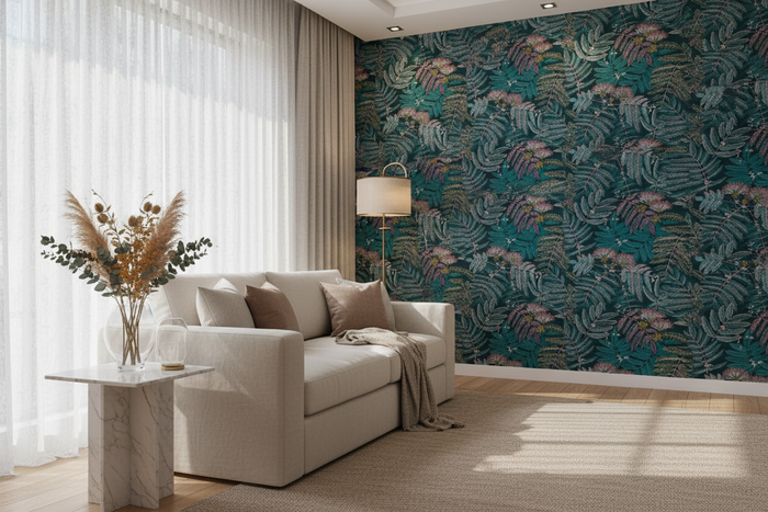 Botanica Albizia Wallpaper - Room Shot