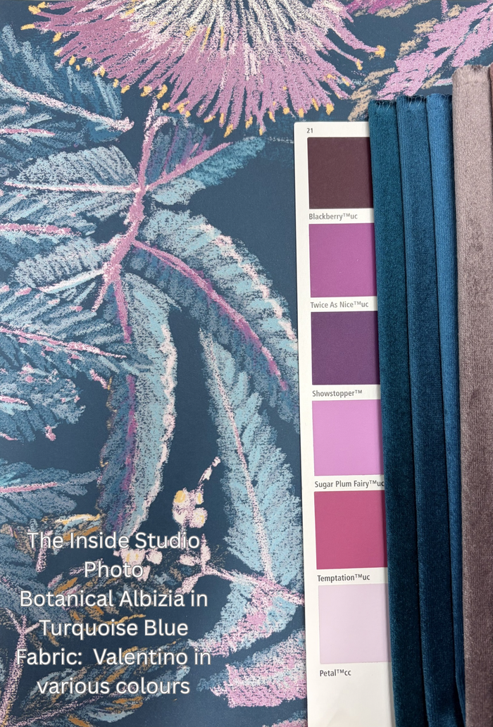 Botanica Albizia Wallpaper - Turquoise Blue - Discontinuing