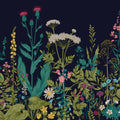 Botanical Fleur Mural Wallpaper - Indigo