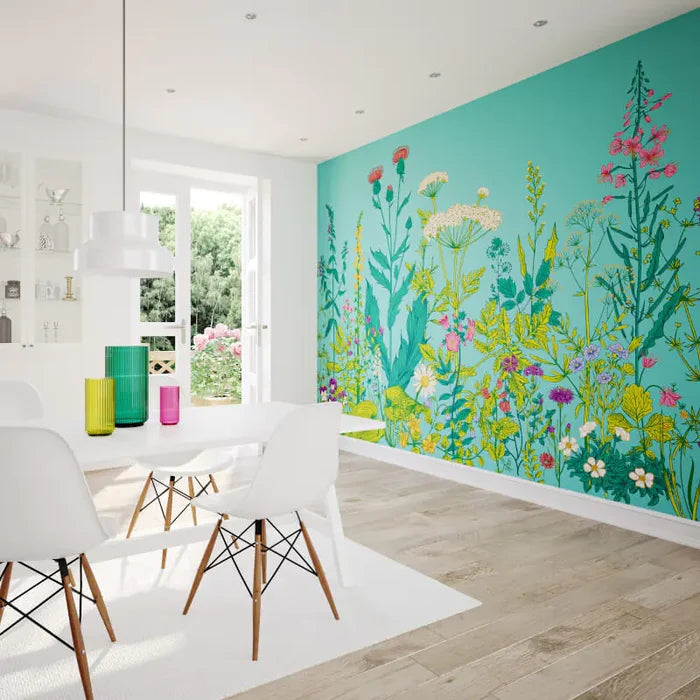 Botanical Fleur Mural Wallpaper - Peacock