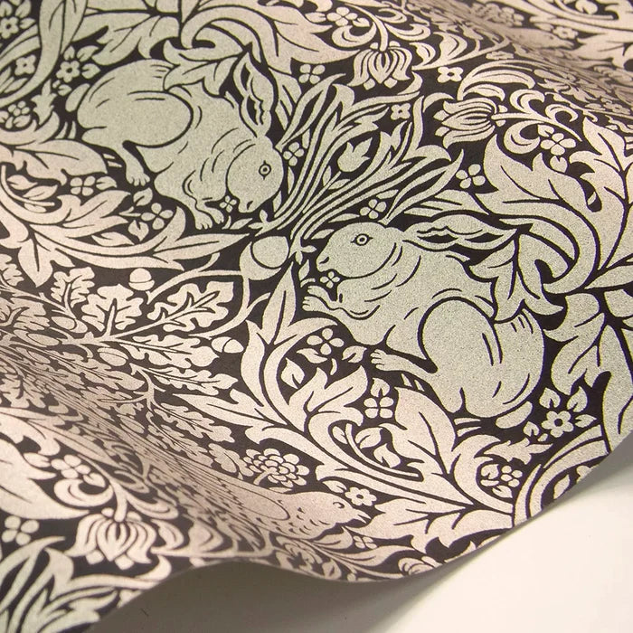 Brer Rabbit by Morris Wallpaper - Ink/Silver