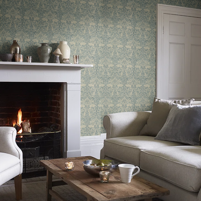 Brer Rabbit by Morris Wallpaper - Peacock/Gold