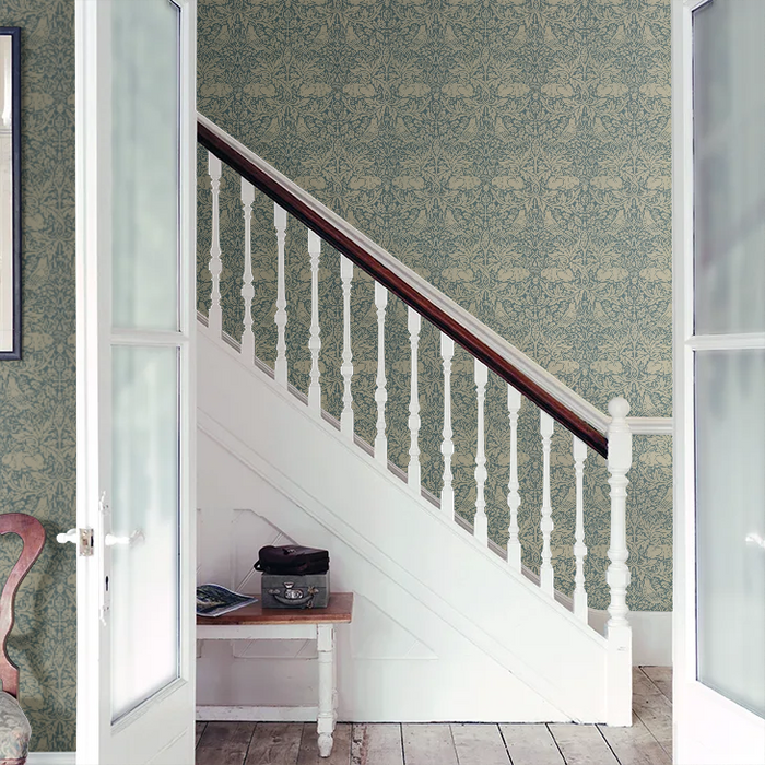 Brer Rabbit by Morris Wallpaper - Peacock/Gold