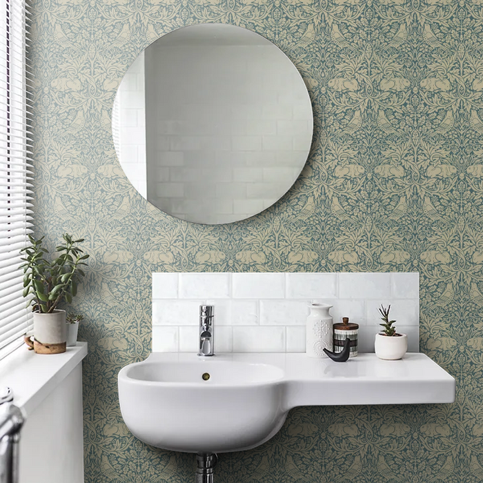 Brer Rabbit by Morris Wallpaper - Peacock/Gold