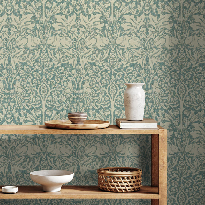 Brer Rabbit by Morris Wallpaper - Slate/Vellum