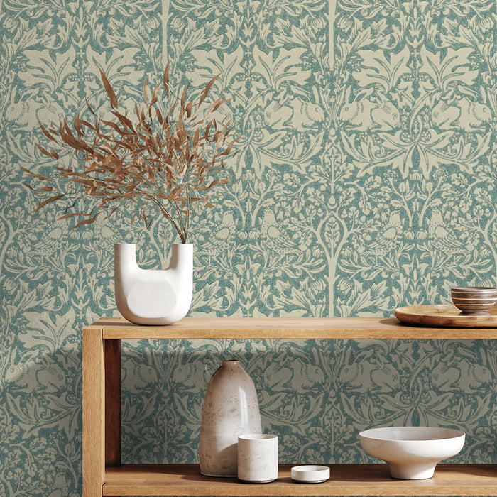 Brer Rabbit by Morris Wallpaper - Slate/Vellum