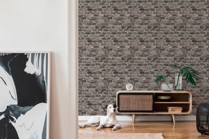 Brick Wallpaper - Brown Grey