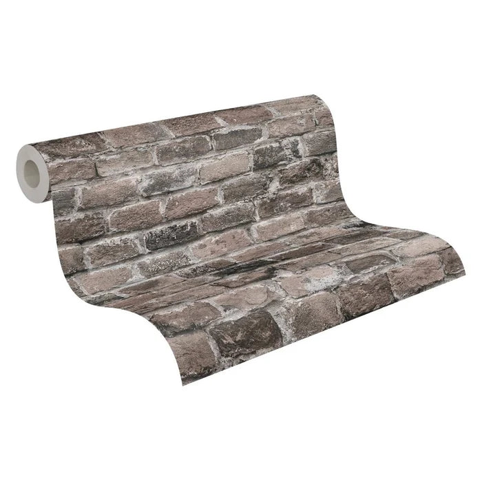 Brick Wallpaper - Brown Grey